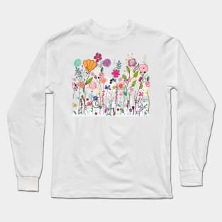 Colorful wildflowers and flower field Long Sleeve T-Shirt